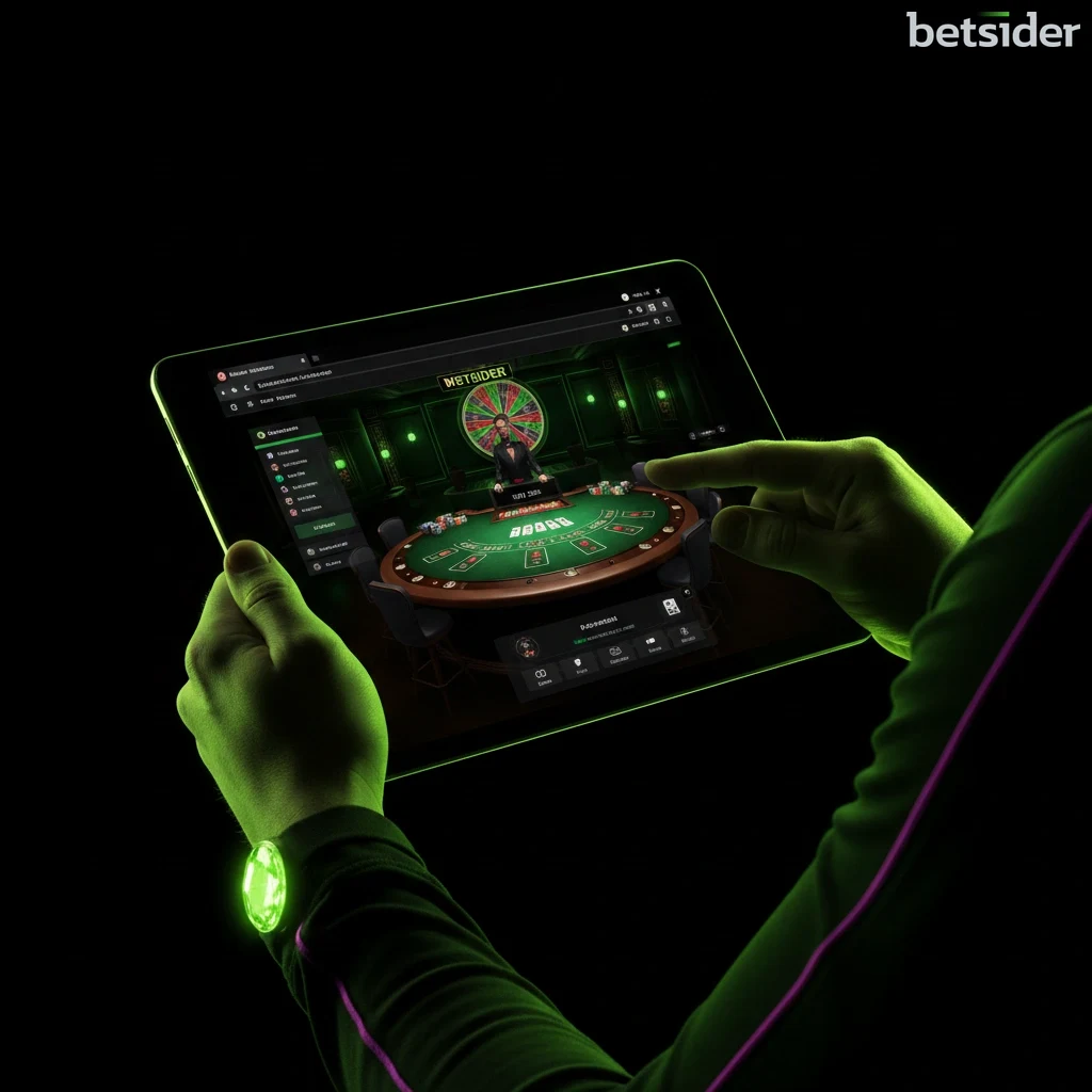 Schermata di un tavolo di blackjack live su un tablet.