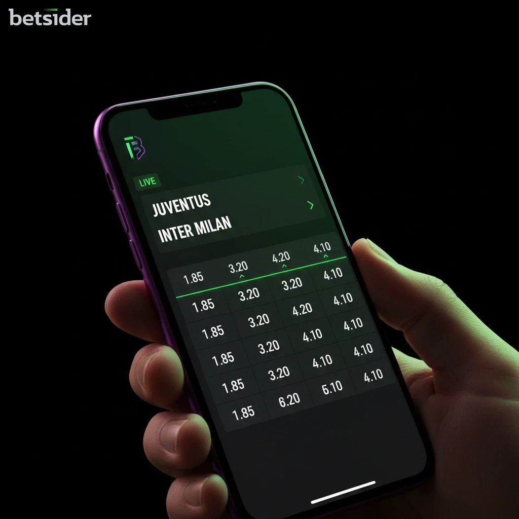Schermata della sezione scommesse sportive di Betsider che mostra le quote per una partita di calcio.